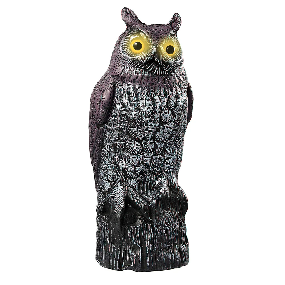 

Bird Control Repellent Fake Owl Decoy with Frightening Sound Flashing Eyes Predator Decoy Pest Birds Garden Decor