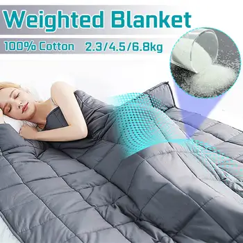 

Weighted Blanket Made of 100% Breathable Cotton Solid Warm Hooded Blanket Adults and Children Fleece Weighted Blankets