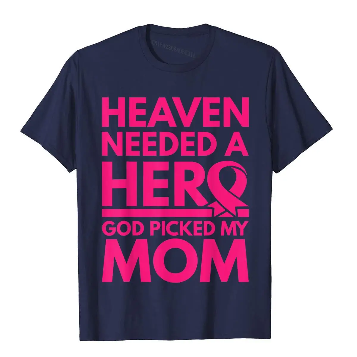 Mom Heaven Angel Fallen Breast Cancer Awareness Shirt__B6676navy