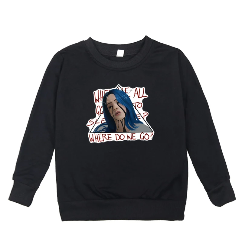 kids hoodies 9 Г. Осенние детские толстовки с капюшоном и свитшоты с принтом Billie Eilish для мальчиков хлопковая Детская хлопчатобумажная повседневная толстовка для мальчиков, одежда для девочек - Цвет: kids hoodies 9
