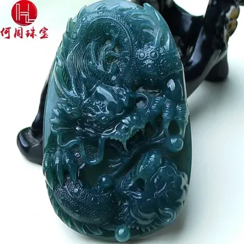 

Hezhou jewelry!Myanmar natural jade!Exquisite hand carving!Dragon pendant!Exquisite workmanship! 84.13g
