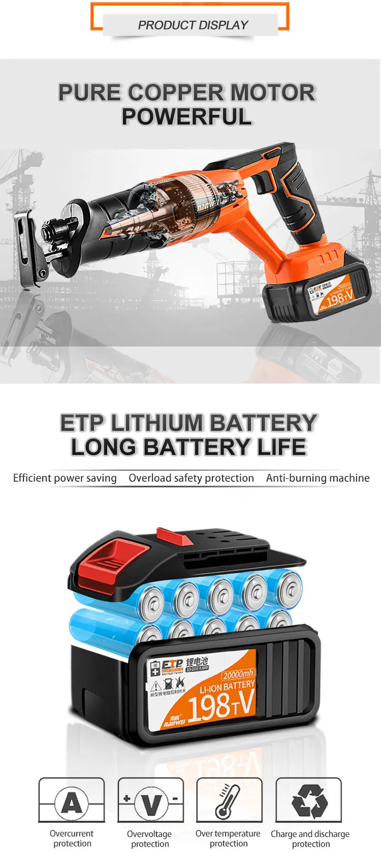 21 V ไม пила Li-Ion ไรสายเลอยลกสบ