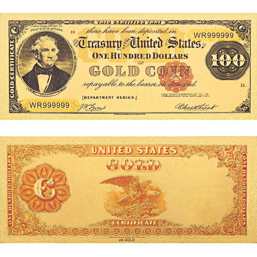 Коллекция памятные 1882 US100 долларов США банкноты 24k позолоченные рождественские пластиковая фоторамка бумажные подарки 2 шт/партия