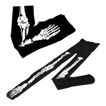 

Sexy Women Top Stay Up Thigh-Highs Stockings Nylons Spendex Creative Skeleton Bone Hosiery Pantyhose Bowknot Tights