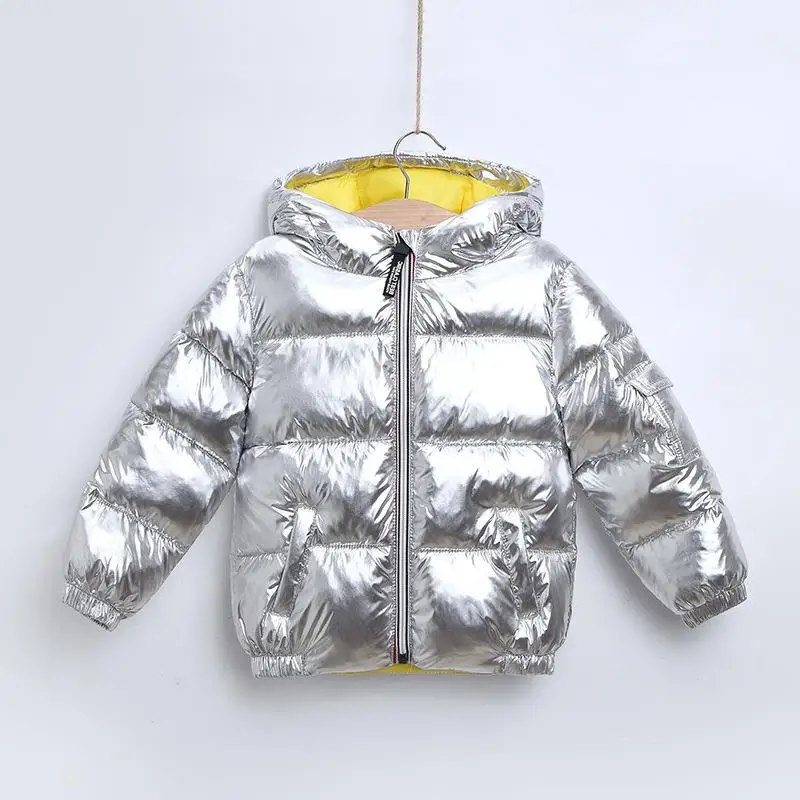 Silver Новая зимняя куртка с хлопковой подкладкой для маленьких мальчиков и девочек детское модное пальто Детская верхняя одежда теплый пуховик Одежда для детей от 3 до 7 лет - Цвет: Silver
