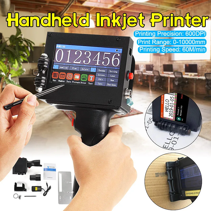 Ручной принтер светодиодный сенсорный экран 600 dpi Интеллектуальный USB qr-код принтер для этикеток струйный высокое качество кодировочная машина