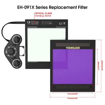 

YESWELDER Solar Auto Darkening Filter Replaceable ADF for Welding Helmet/Welding Mask of EH-091X Series without Battery