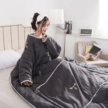 

Autumn Winter Lazy Quilt with Sleeves Winter Quilt Home Bedding Comforter Printed Edredom Keep Warm Winter Duvet with Filling