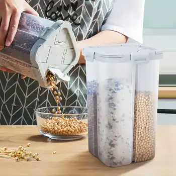 

Sealed Storage Box Crisper Grains Food Storage Tank Household Kitchen Food Containers for Dry Cereals Measure Cups Kitchen Tool