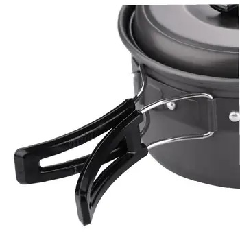 

Camping Cookware Kit Backpacking Hiking Gear Cooking Equipment Lightweight Compact Durable Cook Set with Black Handle 1set