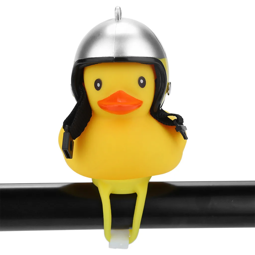 Perfect Bicycle Bell Duck Head Light Vibration Light Yellow Propeller Small Yellow Duck Helmet Bamboo Dragonfly Duck Shape New Hot #N 27