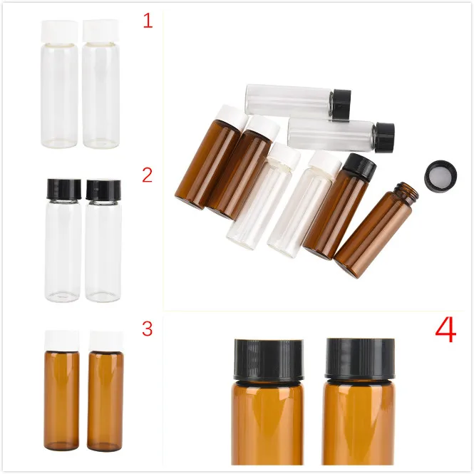 

AACAR 2pcs Mini Brown clear Glass Vials Mini Glass Container Small Amber Essential Oil Bottle With Plastic Lid 15ml Glass Bottle