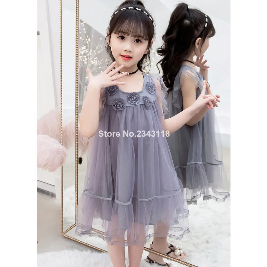 

Dresses For Girls Sleeveless Kids Mesh Dress Casual Style Girls Party Dress Kids Teenage Kids Girls Costume 6 8 10 12 13 14