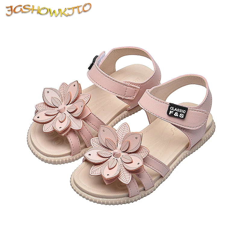 JGSHOWKITO сандалии для девочек; модные брендовые мягкие детские пляжные сандалии с цветами; милые детские сандалии принцессы с цветочным рисунком; высокое качество