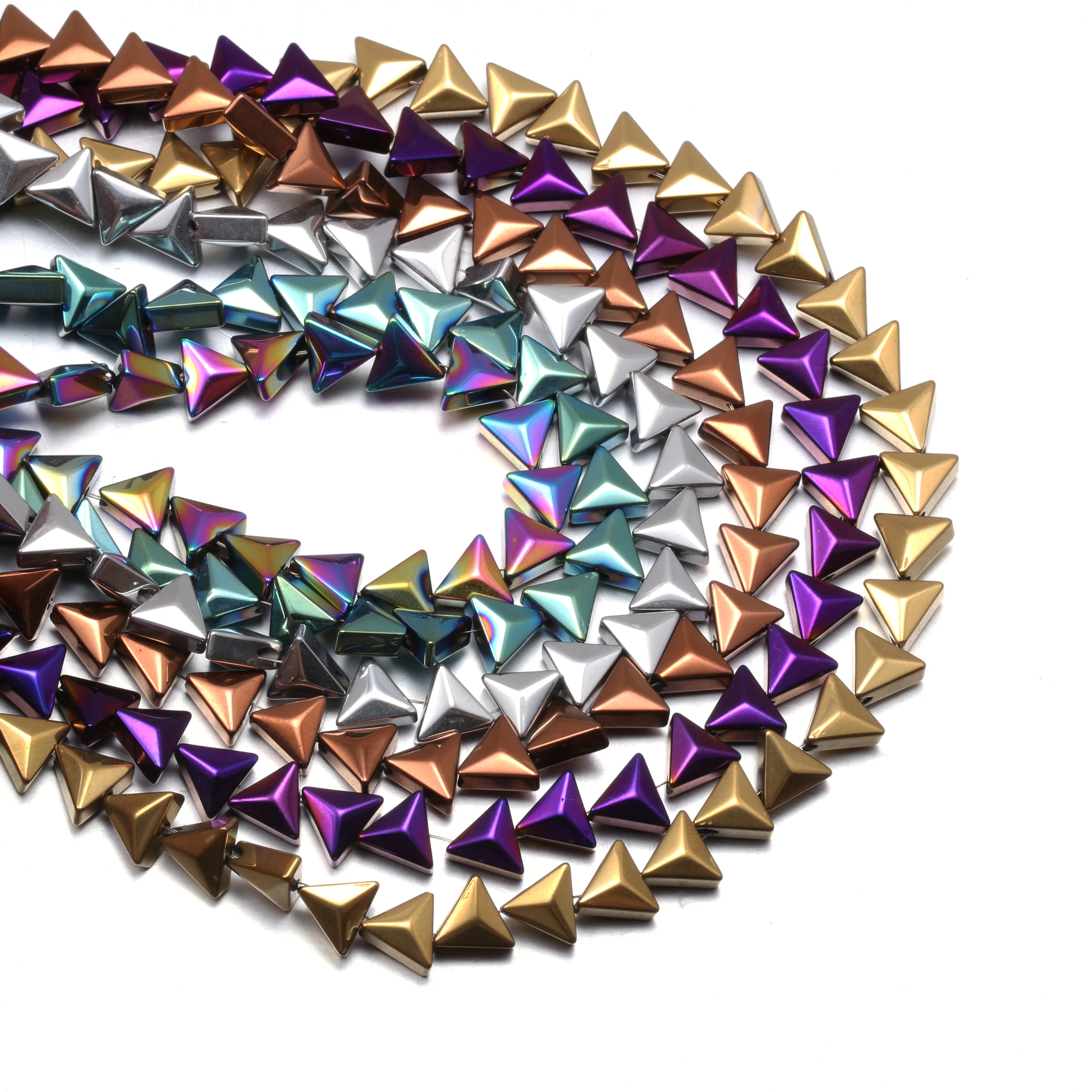 Бисер из натурального камня треугольное покрытие гематит бисер для изготовления