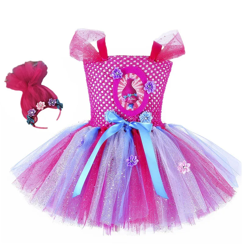 Платье-пачка с героями мультфильма тролли для девочек милое платье-пачка