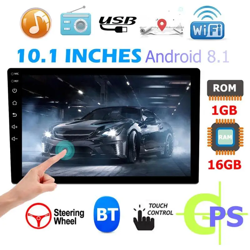 Top 10.1 inch Android 8.1 Car Radio RDS GPS Navi BT 4.0 Hands-free USB Music Player In-Dash Bluetooth Head Unit 2