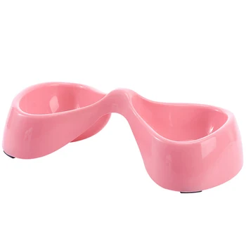 

10PCS Plastic Pet Dog Bowl Pet Supplies Bow Double Dog Fashion Bowl Feeder Water Drinker