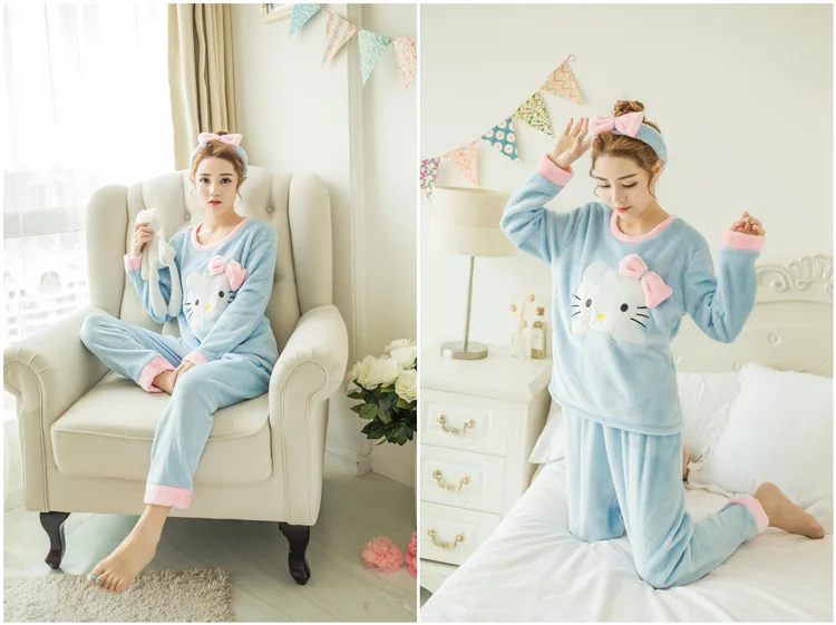 Зимняя женская Фланелевая пижама с героями мультфильмов, пижама для сна, домашняя одежда с длинными рукавами, 14 стилей, Размеры M~ 2XL на выбор