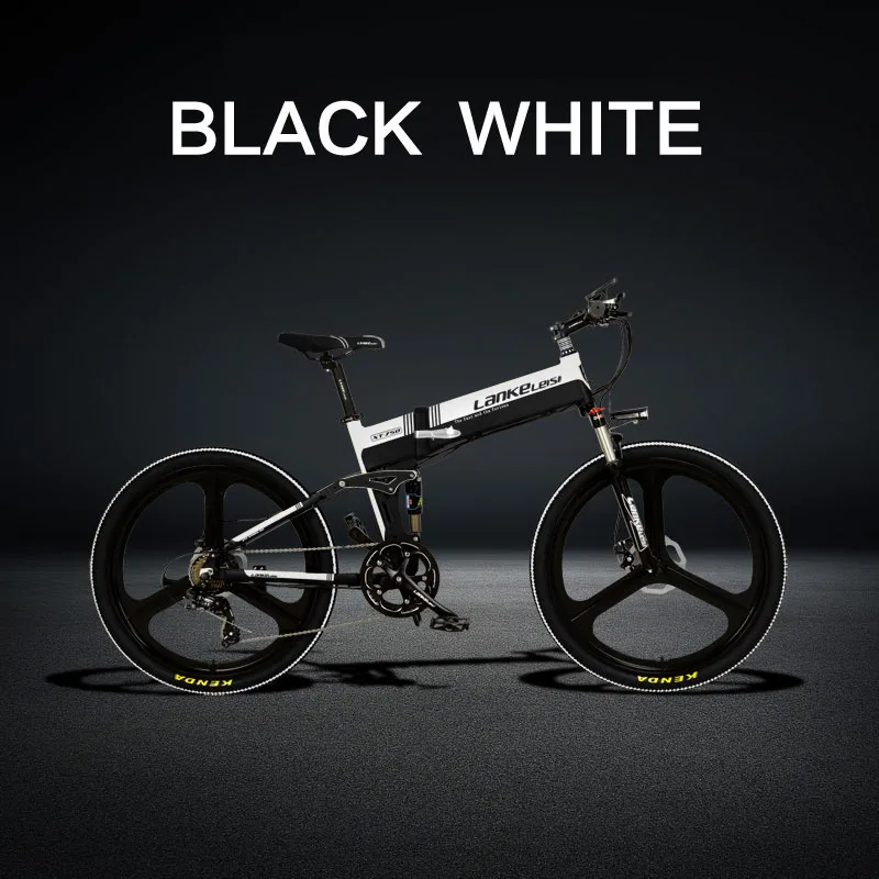 Black White Two Wheel Electric Scooter Electric Bicycle 26 Inch 240W 48V Folding Electric Mountain Electric Bike With Removable Battery - Цвет: Black White