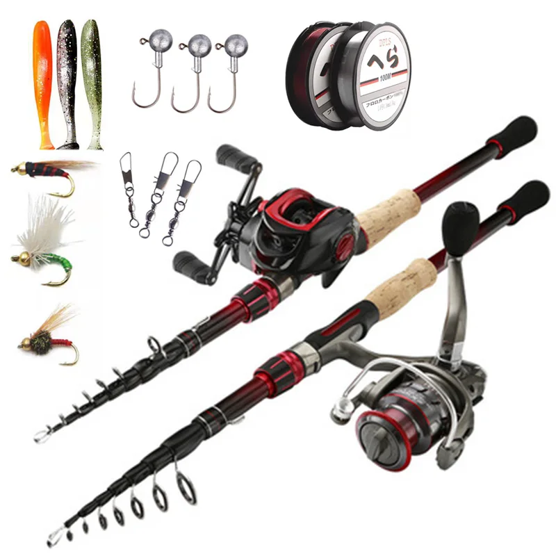 Rod & Reel Combos Lixada Fishing Rod & Reel Combo Carbon Fiber