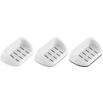 

Soap Dish Holder Adhesive Wall Mounted Dual Soap Case with Drain Keep Soap Bar Dry Clean for Bathroom Shower