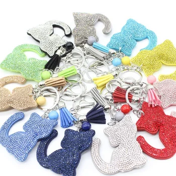 

Colorful Sequins Keychain Charms Sequins Pendants Cats Shape Car Backpack Keys Ring Jewelry Gift Accessories