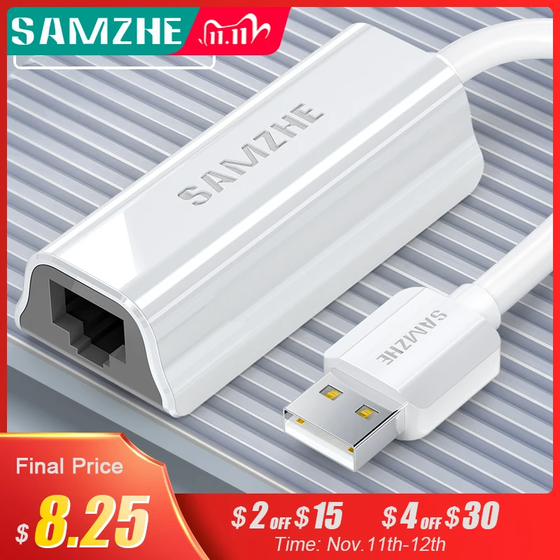

SAMZHE USB 3.0 1000 Mbps Gigabit Lan Adapter USB 3.0 to RJ45 Ethernet Internet Network Card for Windows 7/8/10/XP USB Ethernet