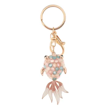 

Exquisite Crystal Fish KeyChains Good Luck Koi Dolphins Key Chains Goldfish Bag Buckle HandBag Pendant For Car Keyrings