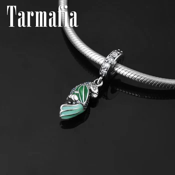 

Fashion Charms Smart Parrot Real 925 Sterling Silver Blue Green CZ Pendants Fit Original European DIY Bracelet Necklace Jewelry