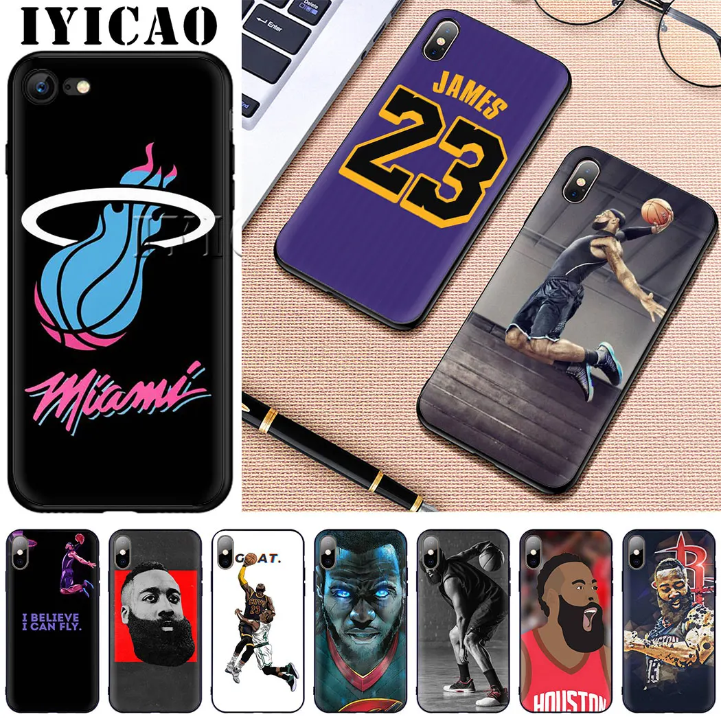 

IYICAO LeBron James Harden Soft Silicon phone Case for iPhone 11Pro Max Xr Xs X 6 6S 7 8 Plus 5 5S SE Cover