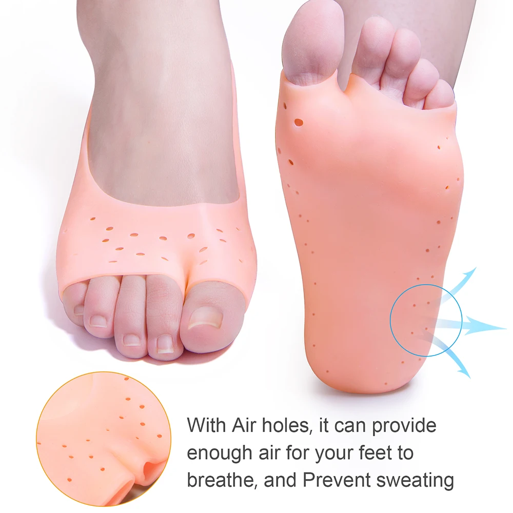 1 Pair Soft Silicone Moisturizing Gel Socks for Foot Care Protector Relieve Dry Cracked Peeling Heels Shoes Insole Pedicure Tool