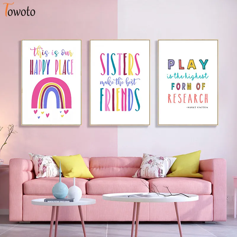 Красочные живопись на холсте мультфильмы для малышей Детская Wall Art спальня