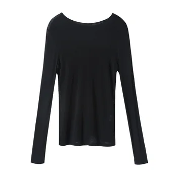 

Women's Spring and Autumn Pullover Long Sleeve Sweatshirt Bottoming Shirt 2019 New gray