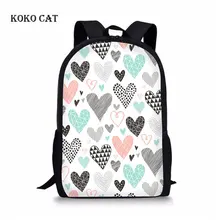 

KOKO CAT Teenager Girls Schoolbags Hearts Geometrical Love Valentine Printed Backpack Student Book Bag Travel Laptop Daypack