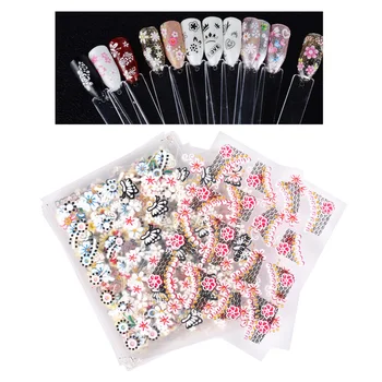 

30 pcs Nail Art Stickers 3D Self-adhesive Paper Floral Patterns Nail Decal Nail Tip Decor Nail Decor for Women