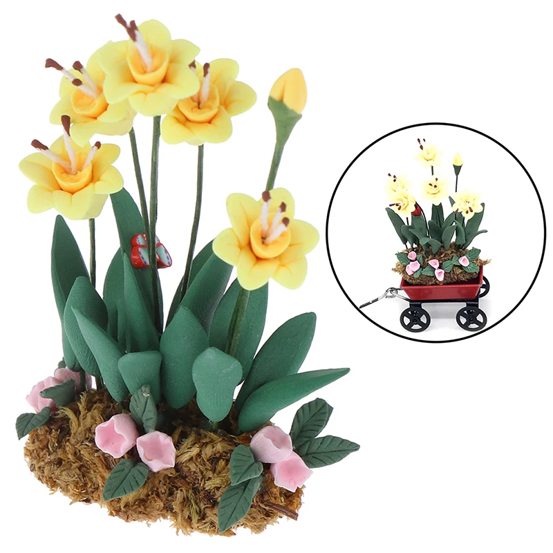 

Artificial 1/12 Dollhouse Flower Miniature Exquisite Green Plant Ornament Decor Doll House Accessories Toys for Children Parts