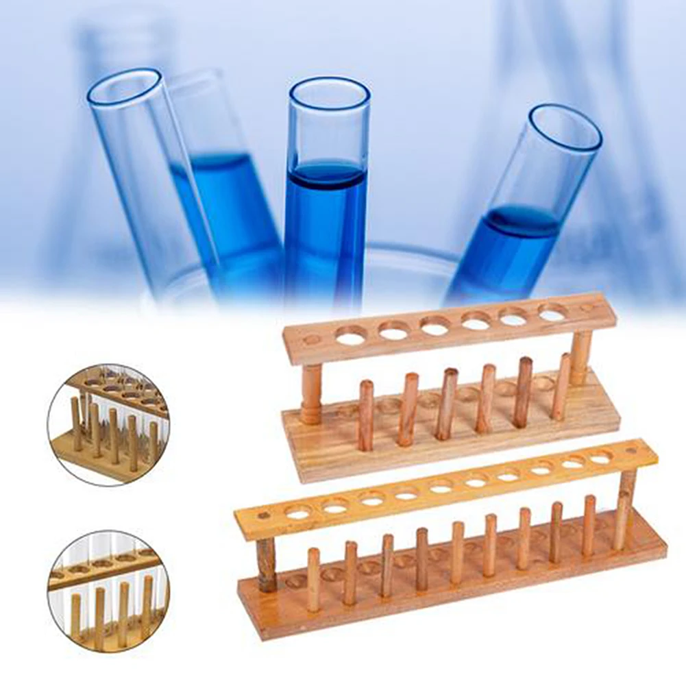 

6 Holes Holder Support Wooden Test Tube Rack Burette Stand Laboratory Test tube Stand Shelf Lab School Supplies Test tube brush