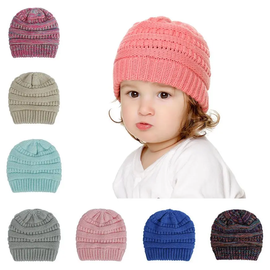 

Baby Toddler Knitted Hat Winter Infant Warm Cap Boy Girls Crochet Beanie Knit Cap Warm Bonnet Kids Children Cute Hats H240S