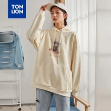 TONLION 3 Style Available Creamy-white Hoodies Women Aesthetic Printed White Hoody Ladies Spring Sweatshirt Fashion 2020 New