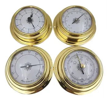 

4PCS 98mm Copper Shell Zirconium Marine Barometer Thermometer Hygrometer Barometer Clock For Weather Station