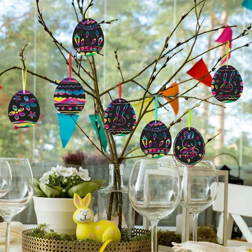 24pcs Magic Color Scratch Easter Ornaments Cute Paper Pendants Easter Eggs DIY Crafts Easter Decoration Kids Party Supplies 24pcs Magic Color Scratch Easter Ornaments Cute Paper Pendants Easter Eggs DIY Crafts Easter Decoration Kids Party Supplies