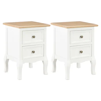 

vidaXL Bedside Cabinet 2 pcs White 35x30x49 cm MDF