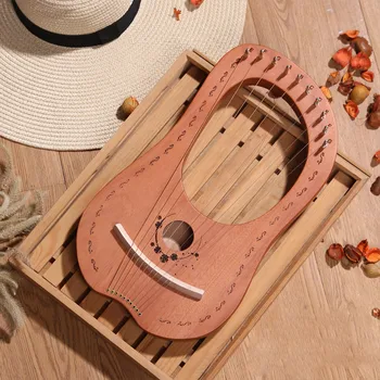 

Newly 16-Tone Log Lyre Portable Musical Instrument 16-Strings Solid Wood Veneer Lyre Stringed Instrument BN99