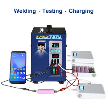 

SUNKKO 737U Battery Spot Welder 2.8kw LED Light Pulse Spot Welding Machine with Us Charging Testing for 18650 Battery Weld