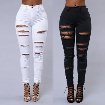 

Newest Leggings Jeans High Waist Push Up Skinny Ripped Jeans Denim Pant Sexy Ladies Jeans Femme Women Cropped Pants Trousers New