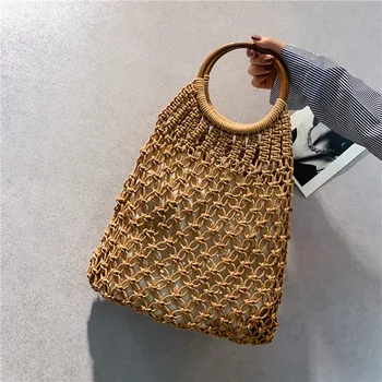 

Woven Mesh Bag 2019 Summer New Hollow Straw Bag Holiday Beach Bag Portable Female Bags Stylish Simplicity Bolsa Feminina