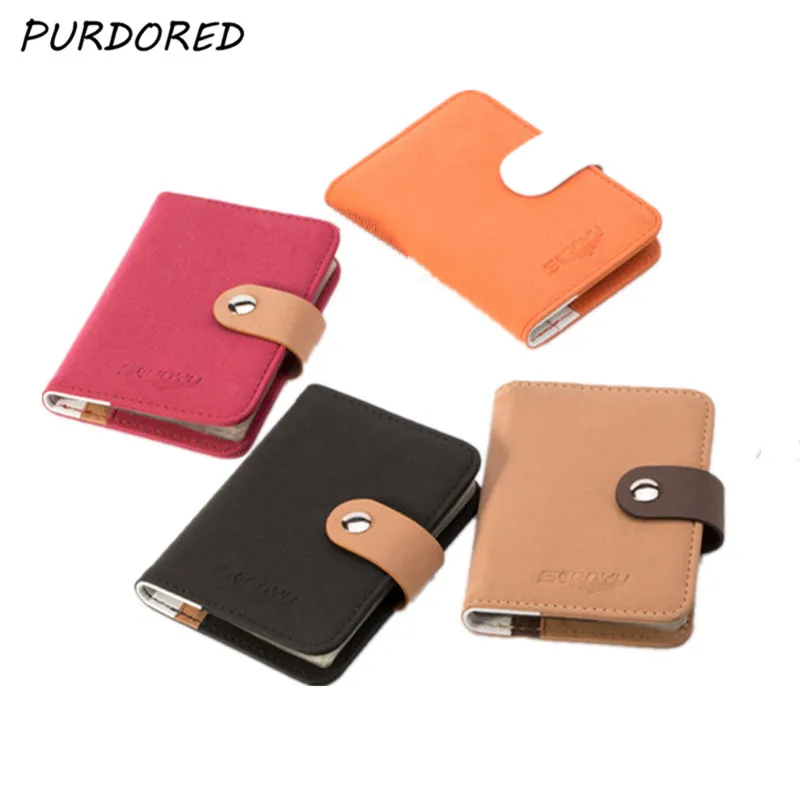 

PURDORED 1 Pc Solid ID Card Holder PU Leather Candy Color Bank Card Holder Female Mini Business Card Case Organizer Porte Carte
