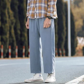 

2019 Autumn And Winter New Youth Popular Sports Pants Fashion Casual Solid Color Loose Straight Pants Gray / Blue / Black M-3XL