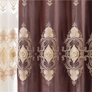 

Purple Luxury Embossed 3D Embroidered Curtains For Living Room Bedroom European-style Elegant Decor Blackout Curtains AG370#5